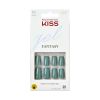 KISS Gel Fantasy Sculpted Medium Square Glue-On Nails, Glossy Dark Green, 'High Life', 28 Ct.