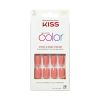 KISS Salon Color Short Square Fake Nails Glossy Solid Pink Guilty 28 Ct.