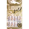 Salon Perfect Artificial Nails, 128 Liquid Gold Purple Swirl, File & Glue Included, 30 Nails