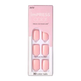 KISS imPRESS Color Press-on Manicure, Pick Me Pink, Short