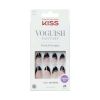 KISS Voguish Fantasy Medium Almond Fake Nails, Glossy Dark Black, 'Magnifique', 28 Ct