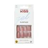 KISS Gel Fantasy Medium Square Glue-On Nails, Glossy Medium Pink, 28 pieces