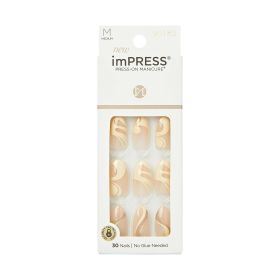 KISS imPRESS Medium Almond Press-On Nails, Neutral, 30 Pieces