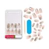 KISS Classy Premium Medium Coffin Glue-On Nails, Glossy Light White, 30 pieces