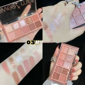 10Shades Of Eyeshadow Pearly Matte Earth Lasting Palette (Option: 3rose rose)