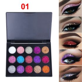 Creative 15 Colors Diamond Sequin Eyeshadow Palette (Option: 1 Style)