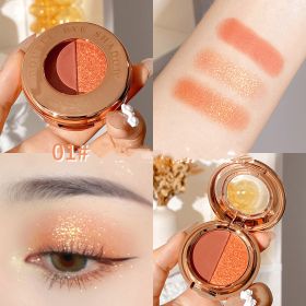 Light Reflecting Milky Way Two-color Eye Shadow Pumpkin Earth Color Matte Orange Bottom Gold Glitter Eye Shadow Plate (Option: C01)