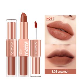 Lip Glaze Nude Milky Coffee Amber Pumpkin Cinnamon Milk Tea Double-headed Lipstick (Option: L02)