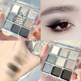 DIKALU Nine-color Eye Shadow City Cold And Warm Plate Shimmer Matte Acrylic Transparent Nine-grid Eye Shadow (Option: Transparent 9 Colors 10)