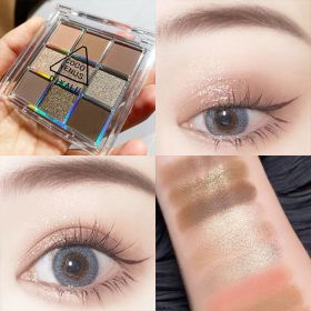 DIKALU Nine-color Eye Shadow City Cold And Warm Plate Shimmer Matte Acrylic Transparent Nine-grid Eye Shadow (Option: Transparent 9 Colors 07)