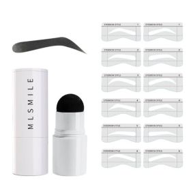 Retouching Forehead Shadow Pen With Eyebrow Card Seal Eyebrow Powder (Option: Black-Includes 12eyebrow cards)