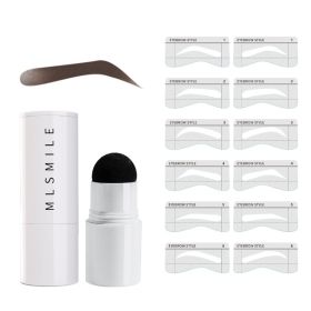 Retouching Forehead Shadow Pen With Eyebrow Card Seal Eyebrow Powder (Option: Black brown-Includes 12eyebrow cards)