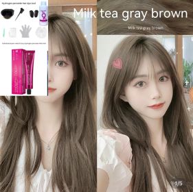 Ammonia-free Hair Color Paste Monochrome Paste Cover White Hair Multi-segment Color One-step Black Tea Gray Blue Black Hair Dye (Option: 711Milk Tea Gray Brown-With tools)