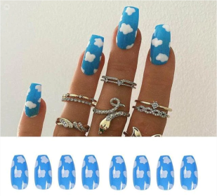 Get the Perfect Manicure with Our Stunning Collection of Women's Fake Nails (Type: Clouds)