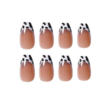 Get the Perfect Manicure with Our Stunning Collection of Women's Fake Nails (Type: B&W Leopard French Tips)