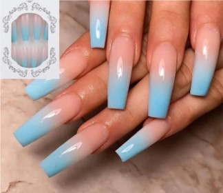 Get the Perfect Manicure with Our Stunning Collection of Women's Fake Nails (Type: Fade Clear To Sky Blue)