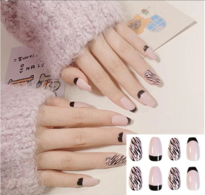 Get the Perfect Manicure with Our Stunning Collection of Women's Fake Nails (Type: Black & Pink + Zebra)