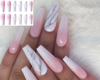 Get the Perfect Manicure with Our Stunning Collection of Women's Fake Nails (Type: Pink & Marble)