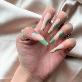 Get the Perfect Manicure with Our Stunning Collection of Women's Fake Nails (Type: Wavy Green, Pink, & Gold)