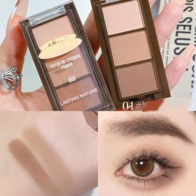 3 Color Eyebrow Powder Palette Waterproof Portable Easy To Color Eyebrow Cream Long-lasting Natural Eyebrow Powder Makeup Tools (Color: 1)