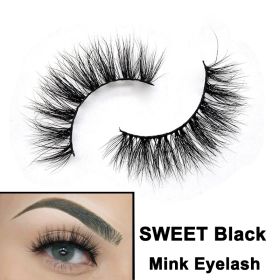 2022 Nieuwe 3D Nertsen Valse Wimpers Handgemaakte Natuurlijke Bruine Fake Mink Wimpers Dikke Lange Zwarte Lash Makeup Tools Voor Wimpers extension (Color: SWEET Black)