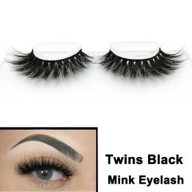 2022 Nieuwe 3D Nertsen Valse Wimpers Handgemaakte Natuurlijke Bruine Fake Mink Wimpers Dikke Lange Zwarte Lash Makeup Tools Voor Wimpers extension (Color: TWINS Black)