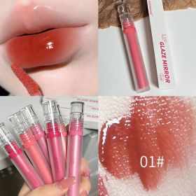 Crystal Glossy Lip Glaze Mirror Cute Bear Lip Gloss Waterproof Transparent Nude Liquid Lipstick Lip Girls Makeup Korean Makeup (Color: B01)