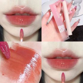 Crystal Glossy Lip Glaze Mirror Cute Bear Lip Gloss Waterproof Transparent Nude Liquid Lipstick Lip Girls Makeup Korean Makeup (Color: C02)