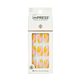 KISS imPRESS Medium Coffin Gel Press-On Nails, Glossy Pink, 30 Pieces (Brand: KISS USA)