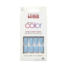 Kiss Salon Color Short Square Fake Nails, Glossy Solid Blue, 28 Count (Brand: KISS USA)