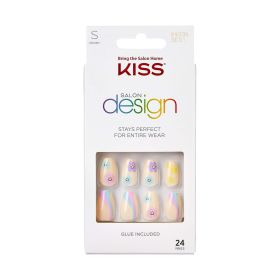 KISS Salon Design Short Square Glue-On Nails, Glossy Light Blue, 24 Count (Brand: KISS USA)