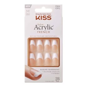 KISS Salon Acrylic Medium Coffin French Nails, White Tips, 28 Count (Brand: KISS USA)