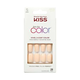 KISS Salon Color Short Square Fake Nails, Glossy Solid White, 28 Count (Brand: KISS USA)