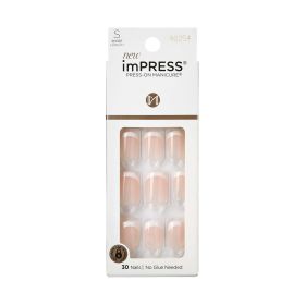 KISS imPRESS Long-Lasting Short Square Gel Press-On Nails, Glossy Light Pink, 30 Pieces (Brand: KISS USA)