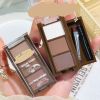 3 Color Eyebrow Powder Palette Waterproof Portable Easy To Color Eyebrow Cream Long-lasting Natural Eyebrow Powder Makeup Tools