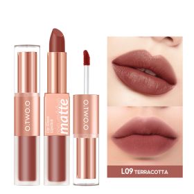 Lip Glaze Nude Milky Coffee Amber Pumpkin Cinnamon Milk Tea Double-headed Lipstick (Option: L09)